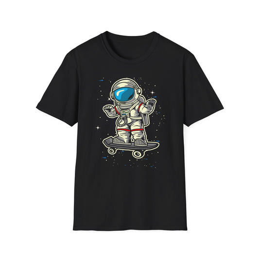 Radical Astronaut Skateboard T-Shirt | Awesome Space Skater Graphic Tee for Sci-Fi & Skate Fans | Unisex Stellar Design