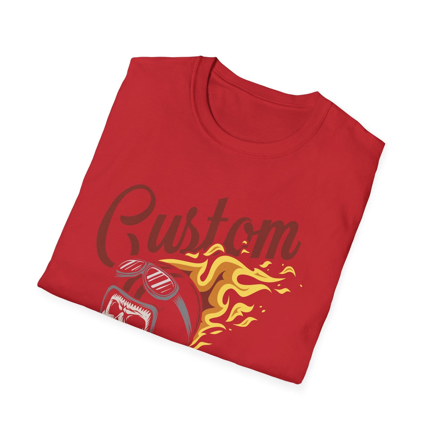 Custom Build & Repair T-Shirt | Vintage Biker Skull Flames Tee | Iconic Mechanic & Hot Rod Enthusiast Apparel