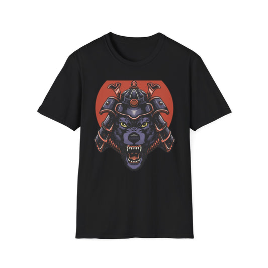 Dominant Samurai Wolf T-Shirt | Fierce Japanese Warrior Beast Kabuto Design | Men's Unique Graphic Tee