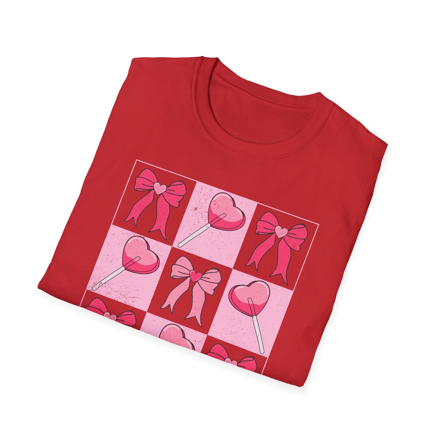 Distressed Pink Bows & Heart Lollipops T-Shirt | Sweet Grunge Love Core Aesthetic Tee for Women & Teens