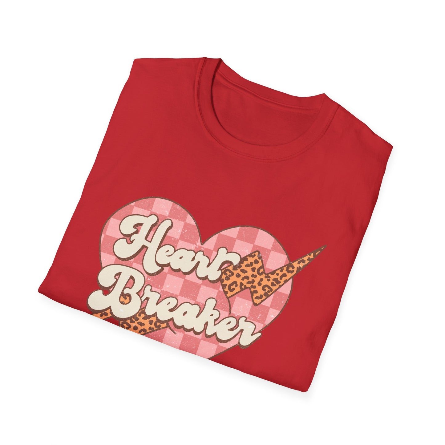 Trendy Heart Breaker T-Shirt - Sassy Leopard Print Lightning Bolt Checkered Heart Tee for Women