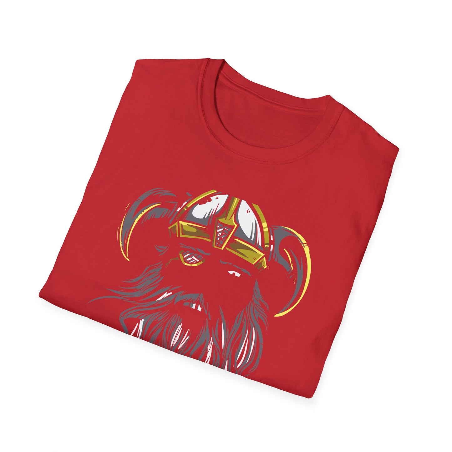 Majestic Viking T-Shirt: Legendary Norse Warrior with Golden Horned Helmet & Braided Beard - Epic Men's Tee Gift