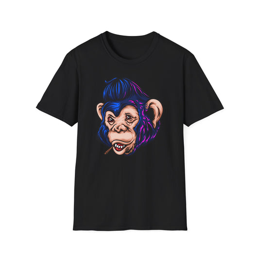 Bold Punk Chimp T-Shirt | Edgy Monkey with Attitude & Rad Pompadour Hair | Unique Streetwear Animal Art Tee