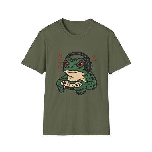 Dark Gamer Frog Headphones Graphic T-Shirt