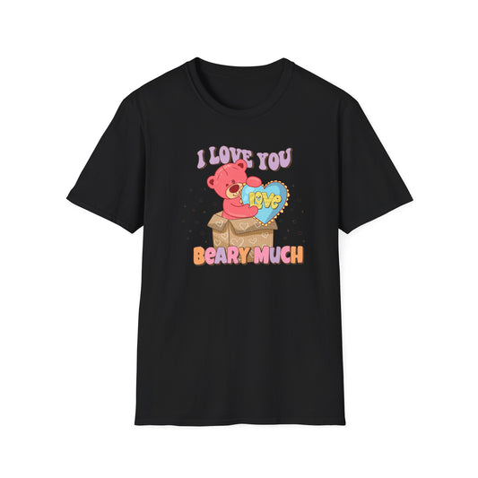 Expressive 'I Love You Beary Much' Teddy Bear T-Shirt - Adorable Love Heart Pun Tee - Sweet Valentine's Day & Anniversary Gift