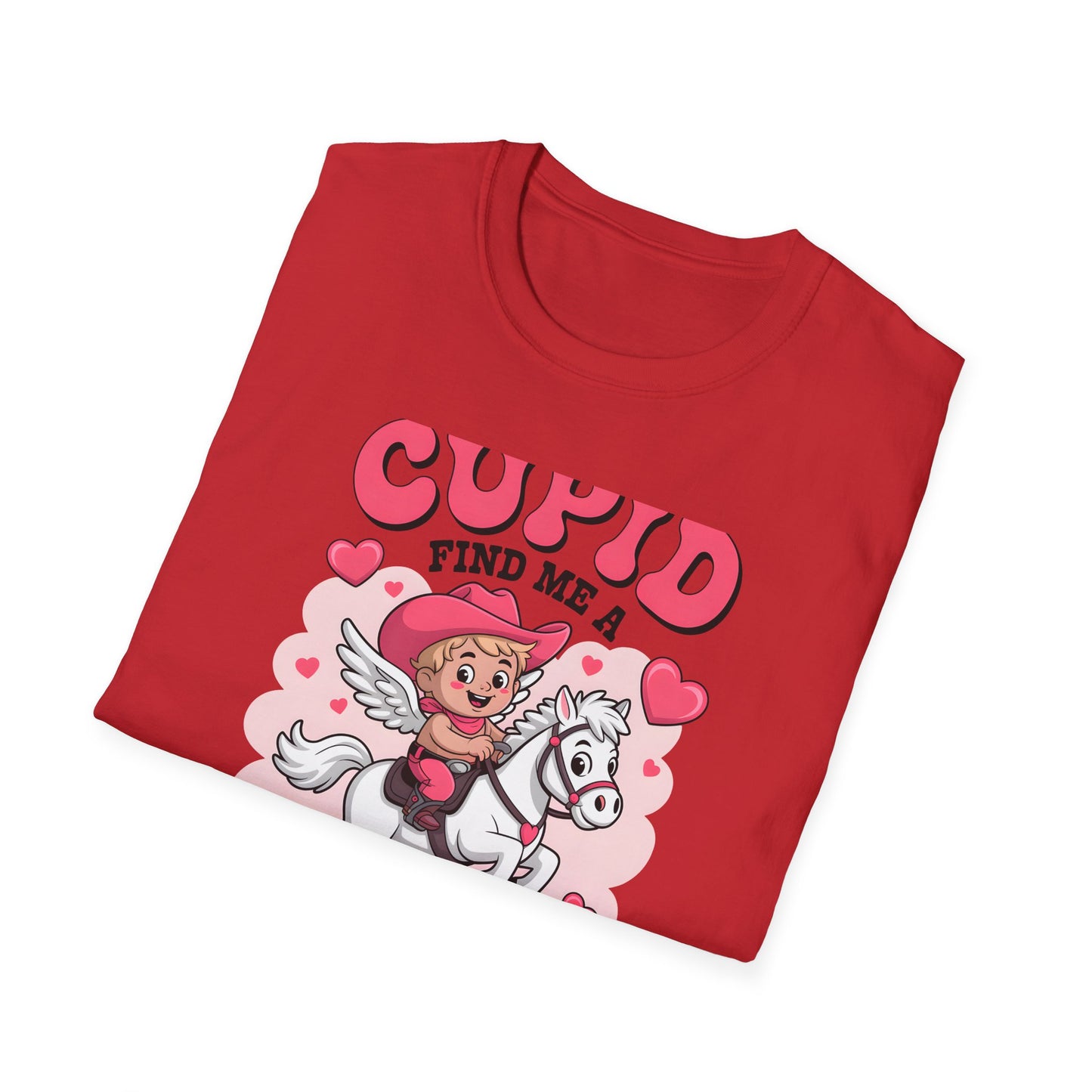 Adorable Cupid Find Me A Cowboy T-Shirt - Cute Valentine's Day Western Love Tee | Funny Rodeo Romance Shirt for Women