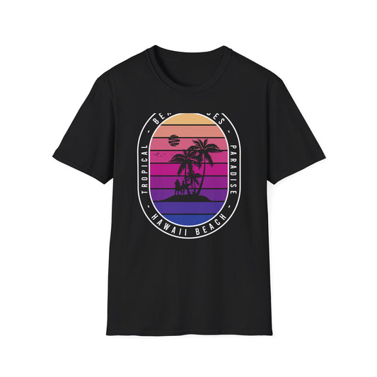 Epic Retro Sunset Hawaii Beach Vibes T-Shirt | Surfer Tropical Paradise Vacation Tee | Island Palm Tree Design Gift