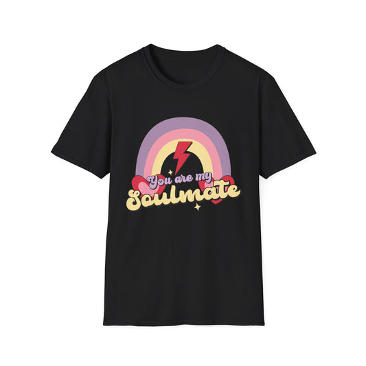 Retro Soulmate T-Shirt | Groovy Pastel Rainbow & Hearts Couple Tee | Perfect Romantic Valentine's Day Gift for Him or Her