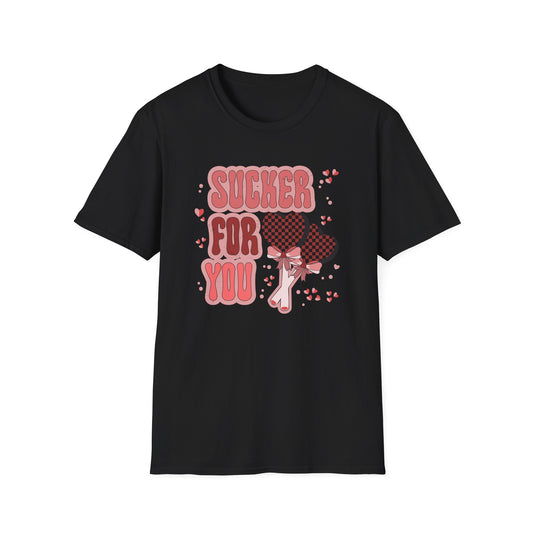 Sweet Sucker For You T-Shirt | Retro Checkered Heart Lollipops | Valentine's Day Love Gift | Adorable & Trendy Romantic Tee