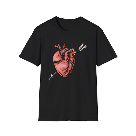 Striking Pierced Anatomical Heart T-Shirt | Edgy Love & Passion Tee | Unique Gothic Statement Graphic Shirt