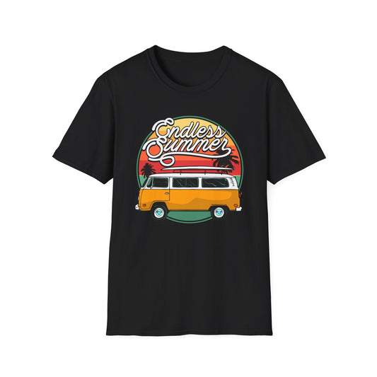 Iconic Endless Summer VW Bus T-Shirt | Vintage Surf Van & Sunset Palm Trees Tee | Perfect Beach Trip Gift