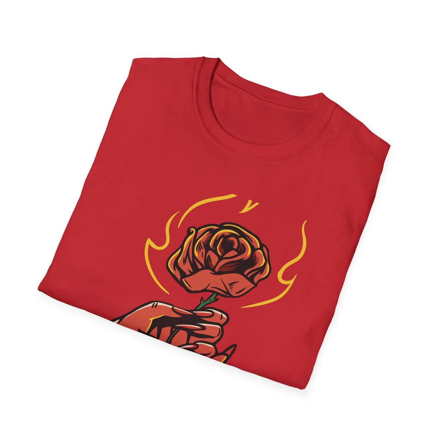 Fiery Rose from Hell T-Shirt - Iconic Dark Romantic Gothic Tee with Inferno Hand & 'FROM HELL FOR YOU' | Edgy Style