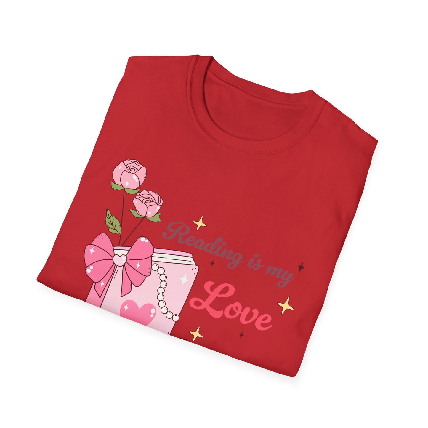 Enchanting "Reading is my Love" T-Shirt for Bookworms | Cute Pink Book & Roses Tee | Ultimate Gift for Avid Readers