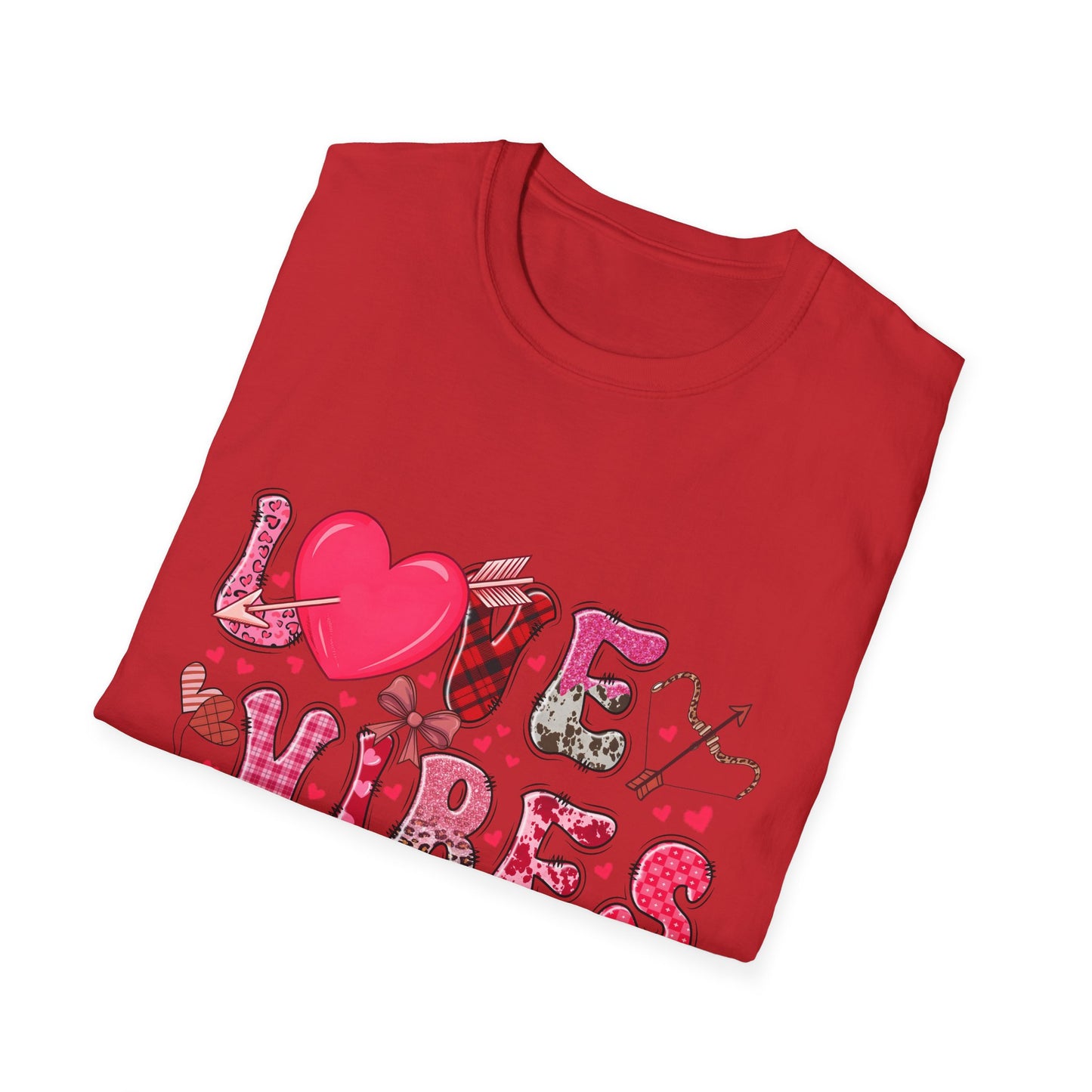 Charming Love Vibes T-Shirt | Trendy Valentine's Day Hearts, Plaid & Leopard Print Tee for Women