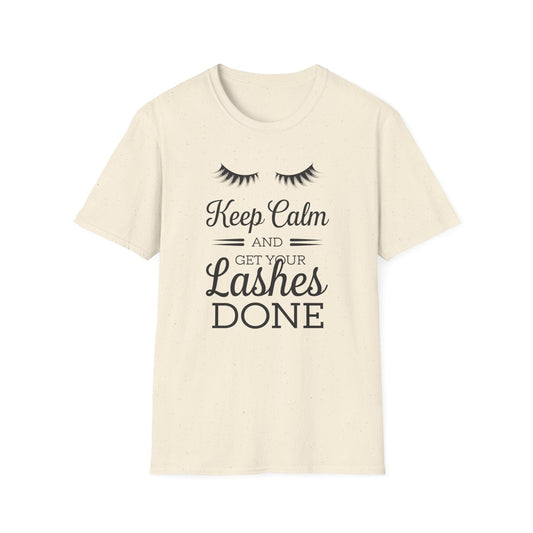 Keep Calm & Get Your Lashes Done T-Shirt | Chic Beauty Lover & Lash Tech Gift Tee | Fun, Trendy Lashes Top