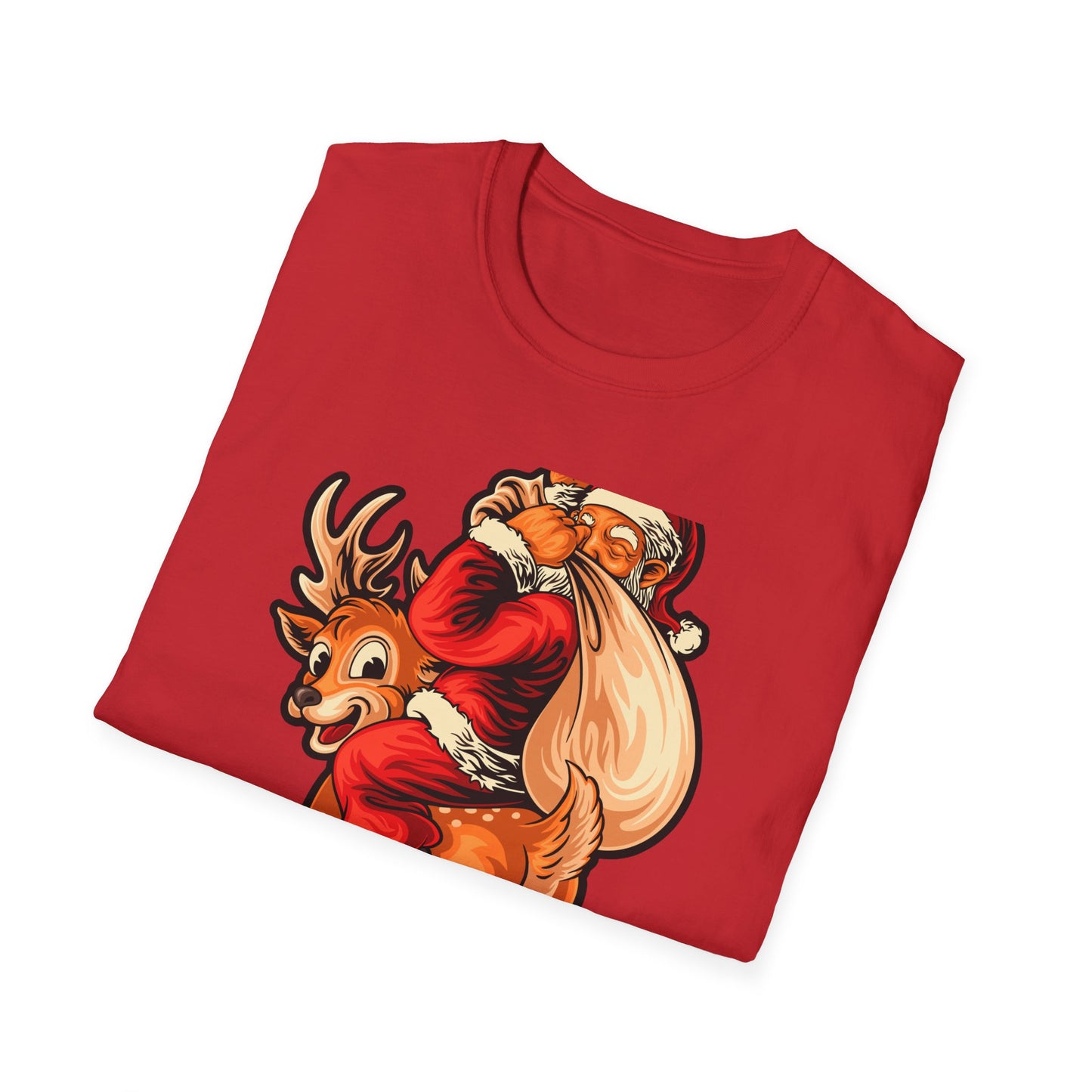 Epic Santa Riding Reindeer T-Shirt - Funny Christmas Piggyback Holiday Tee | Joyful Festive Apparel