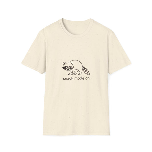 Epic Raccoon 'Snack Mode On' T-Shirt | Funny Animal Foodie Tee | Cozy & Unique Gift Idea for Wildlife Lovers