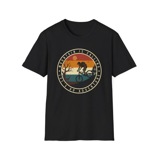 Epic Mountain Is Calling Adventure T-Shirt - Retro Mountain Biking & Nature Tee for Outdoor Enthusiasts