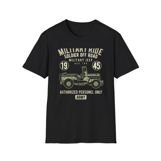 Awesome Vintage Military Jeep 1945 T-Shirt | Soldier Off-Road Army Graphic Tee for Veterans & History Buffs