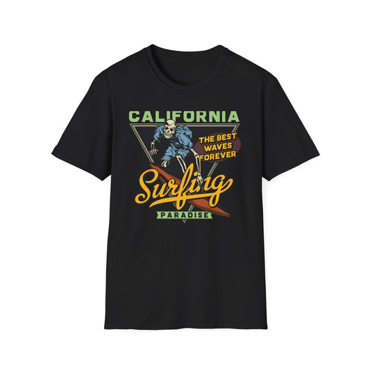 Rad Vintage California Skeleton Surfer T-Shirt - Ultimate Waves Paradise Tee