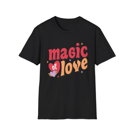 Enchanting 'Magic of Love' Groovy T-Shirt | Retro Valentine's Day Heart Tee | Whimsical, Cute & Romantic Gift