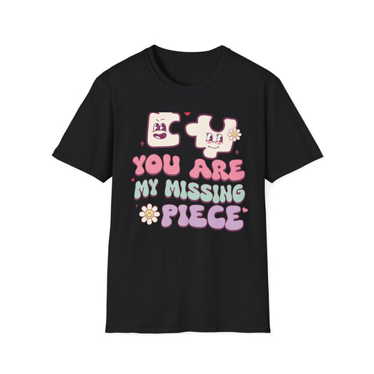 Groovy Retro Missing Piece Puzzle T-Shirt | Adorable Soulmate Couple Love & Valentine's Day Gift