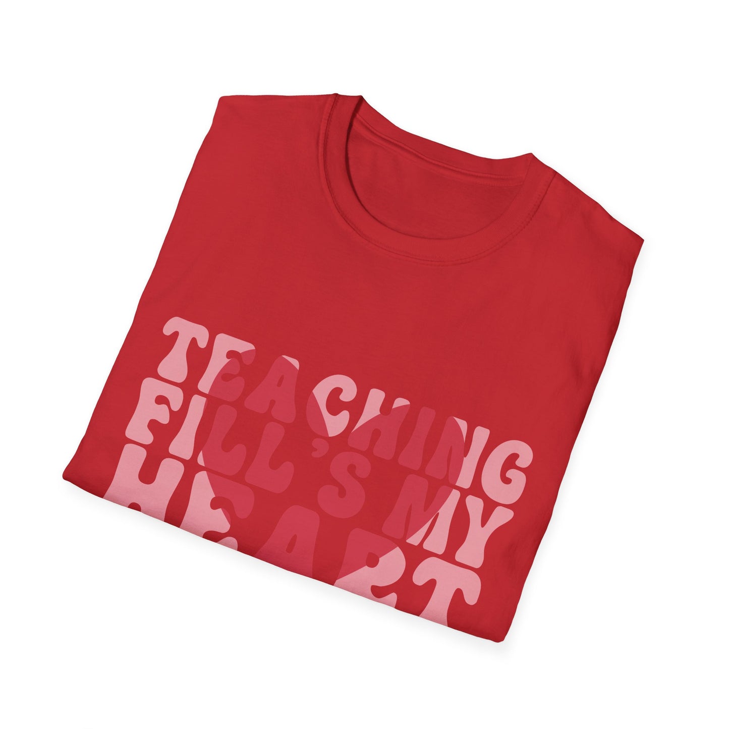 Inspiring Teacher T-Shirt: 'Teaching Fill's My Heart' Groovy Retro Educator Appreciation Tee - Perfect Gift!
