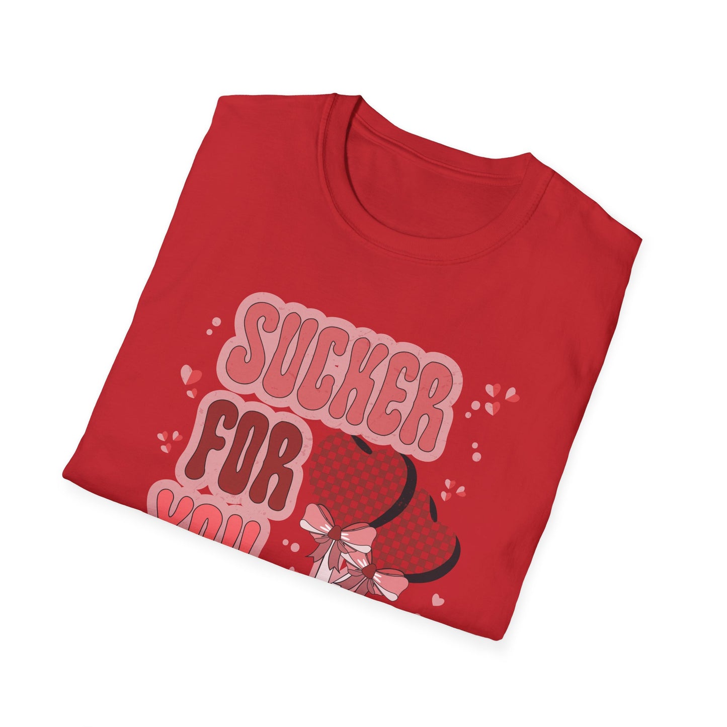 Sweet Sucker For You T-Shirt | Retro Checkered Heart Lollipops | Valentine's Day Love Gift | Adorable & Trendy Romantic Tee