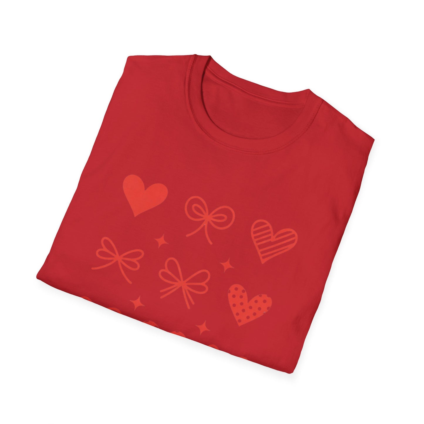 Adorable Valentine's Day Hearts & Bows T-Shirt | Sweet Romantic Love Graphic Tee for Women, Girls & Teens