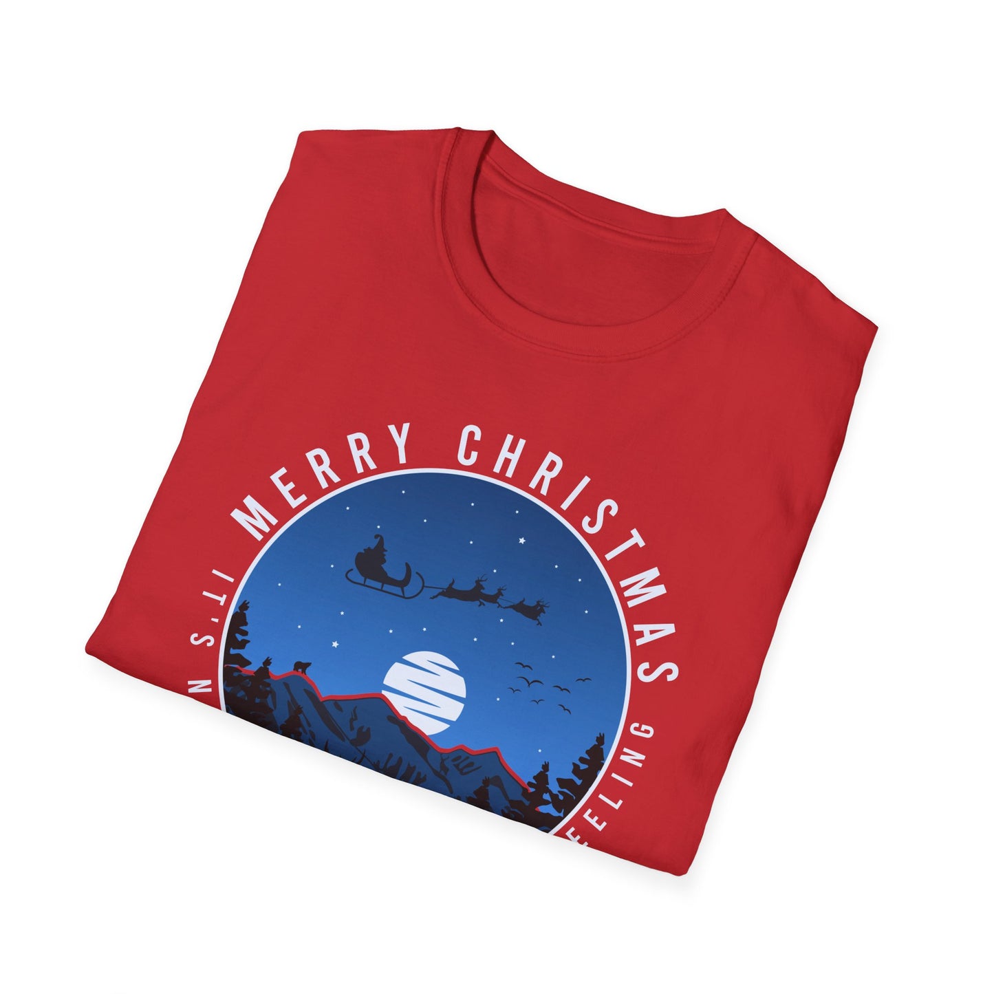 Magical Christmas Night T-Shirt with Santa, Reindeer & Deer Silhouette | Enchanting Holiday Winter Feeling Tee | Festive Apparel Gift