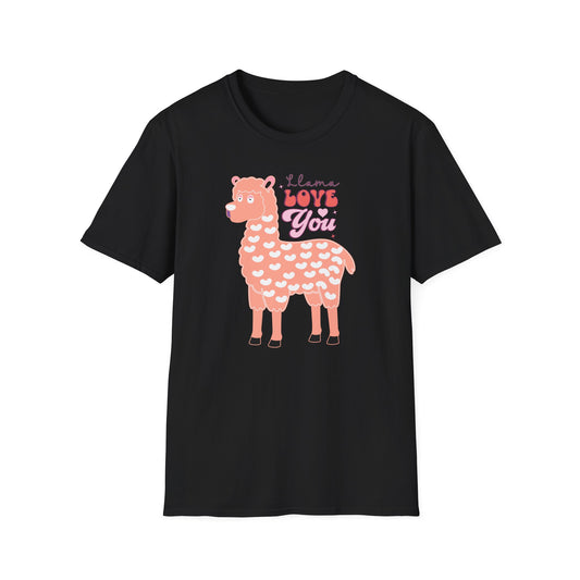Sweet Llama Love You T-Shirt - Adorable Pink Llama Tee with Hearts & Stars - Perfect Valentine's Day Gift