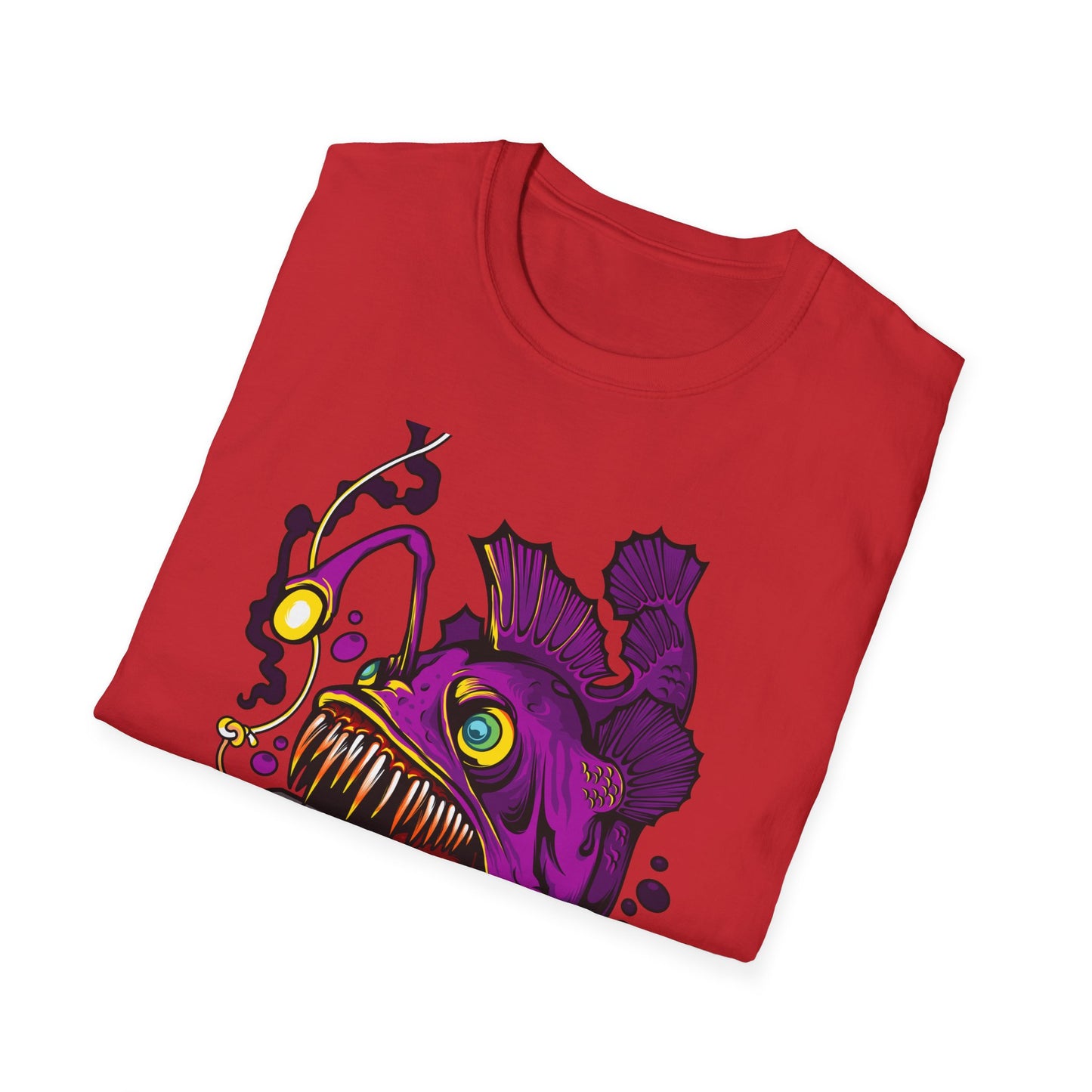 Fierce Anglerfish Smartphone T-Shirt - Deep Sea Tech Monster Graphic Tee | Unique & Trendy Gift for Gamers