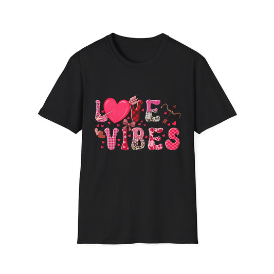 Charming Love Vibes T-Shirt | Trendy Valentine's Day Hearts, Plaid & Leopard Print Tee for Women