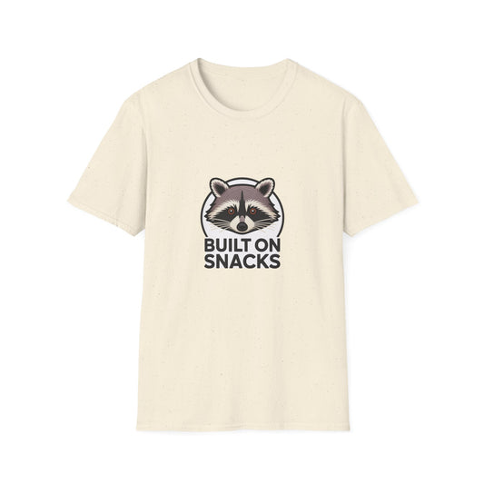 Awesome Raccoon 'Built On Snacks' T-Shirt - Hilarious Foodie Animal Tee | Ultimate Snack Lover Gift & Cozy Casual Wear