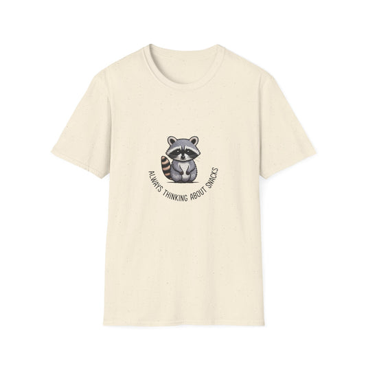 Adorable Raccoon Always Thinking About Snacks T-Shirt - Funny Foodie Animal Lover Tee Gift - Cute & Irresistible