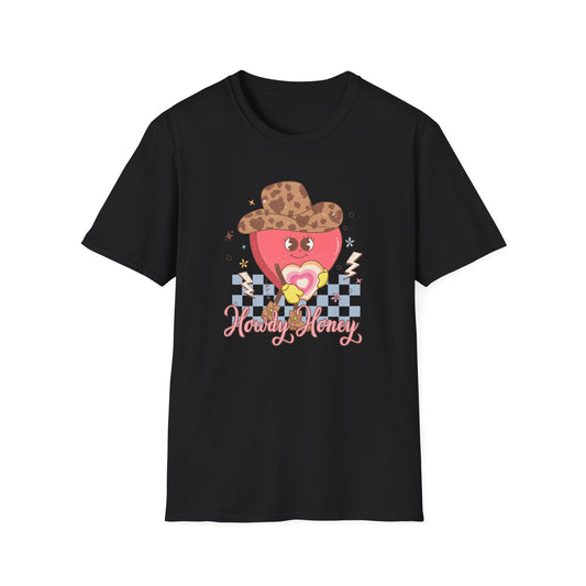 Groovy Cowgirl Heart "Howdy Honey" T-Shirt | Adorable Retro Western Sweetheart Tee for Women, Trendy Country Style