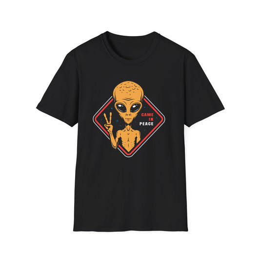Epic Alien Came In Peace T-Shirt - Cool Sci-Fi UFO Tee with Peace Sign - Vintage Extraterrestrial Graphic Top for Fans!