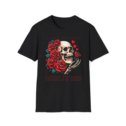 Epic 'Roses Are Red Inside I'm Dead' T-Shirt | Edgy Skull & Rose Gothic Tee | Dark Humor Statement Apparel