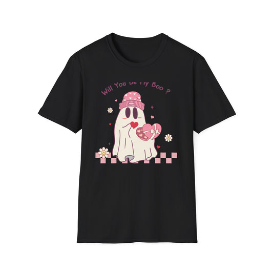 Adorable 'Will You Be My Boo' Ghost T-Shirt - Sweet Valentine's Day Proposal Tee - Cute Romantic Gift Apparel