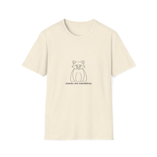 Hilarious Raccoon "Snacks are Mandatory" T-Shirt | Adorable Animal Lover & Foodie Tee | Must-Have Comfort Apparel