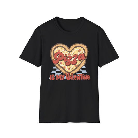 Retro Pizza Is My Valentine T-Shirt | Heart-Shaped Pizza Lover Tee | Funny Anti-Valentine Foodie Gift | Unique & Cozy
