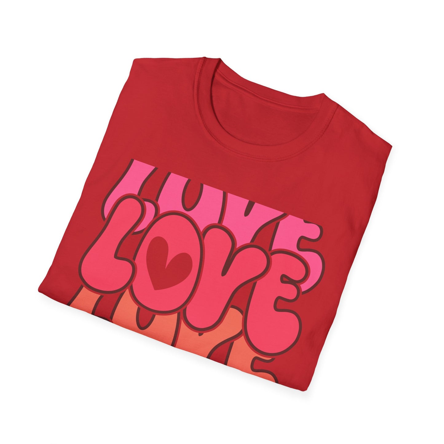 Vibrant Groovy LOVE XOXO T-Shirt | Retro Heart Bubble Letters Tee | Sweet Valentine's Day & Everyday Love Gift
