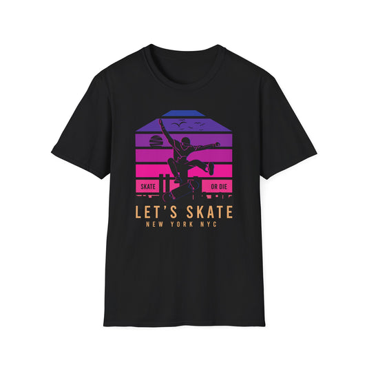 Epic Retro NYC Skater T-Shirt | Vibrant “Skate or Die” Urban Streetwear Tee for Skateboarders & Style Lovers
