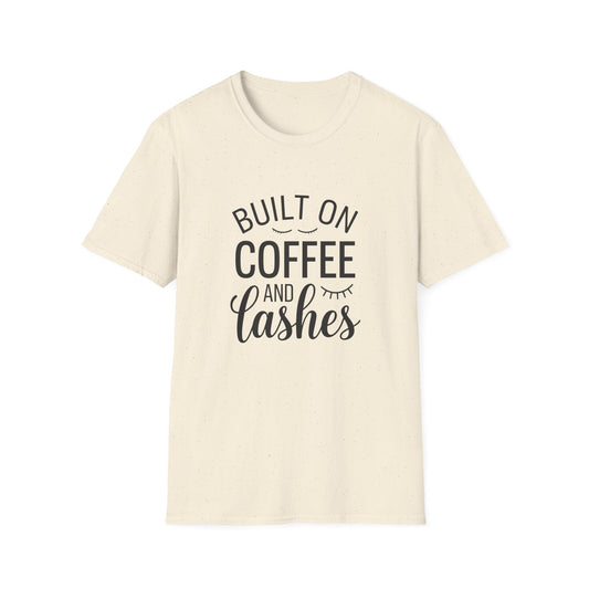 Fabulous 'Built on Coffee & Lashes' Women's T-Shirt - Chic Beauty & Caffeine Lover Tee Gift