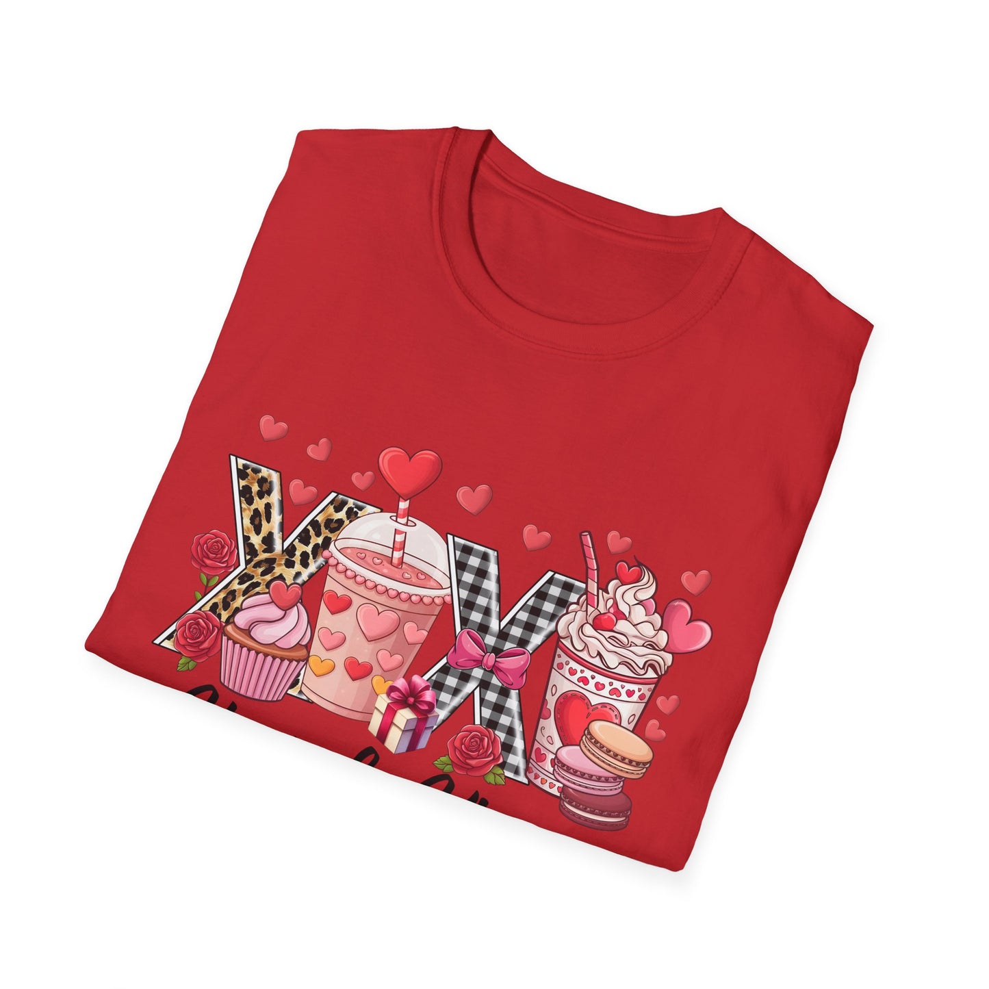 Delightful XOXO Valentine's T-Shirt | Sweet Treats & Chic Leopard/Gingham Style for Her