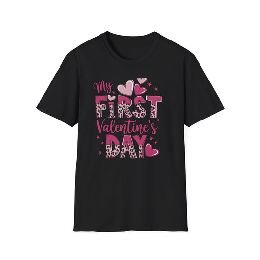 Adorable My First Valentine's Day T-Shirt | Pink Leopard Print Hearts Baby & Toddler Tee - Memorable Infant Gift!
