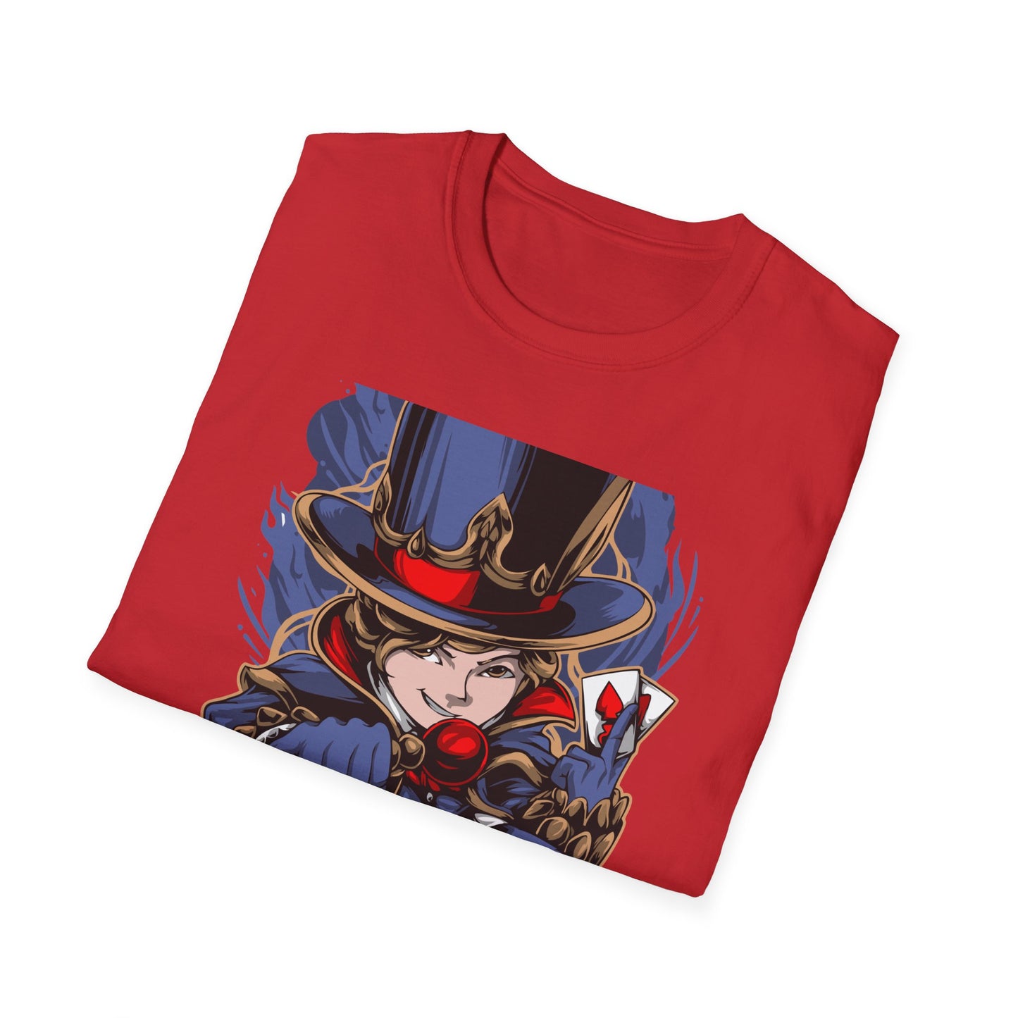 Enchanting Magician T-Shirt | Anime Style Illusionist Tee with Top Hat & Playing Cards | Unique Fantasy Graphic Apparel