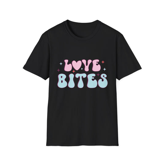 Trendy Love Bites T-Shirt | Groovy Retro Y2K Pink Blue Hearts & Stars Valentine's Day Tee | Adorable Aesthetic Top