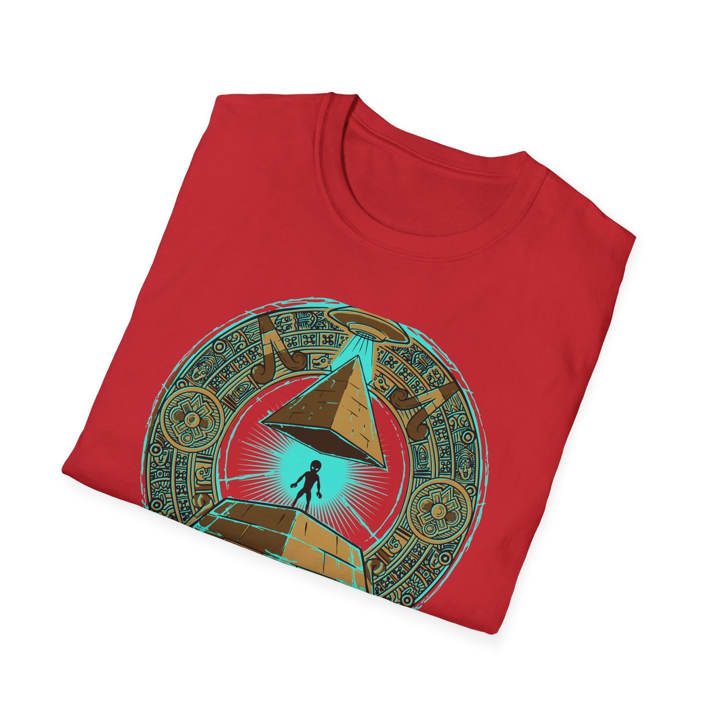 Epic Ancient Aliens T-Shirt: UFO & Pyramids with Aztec Calendar Design | Sci-Fi Mystery & Conspiracy Tee