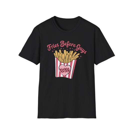 Must-Have 'Fries Before Guys' T-Shirt - Cute French Fry Tee for Sassy Women & Galentine's Day Fun!
